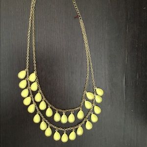 Two strand yellow tear drop necklace